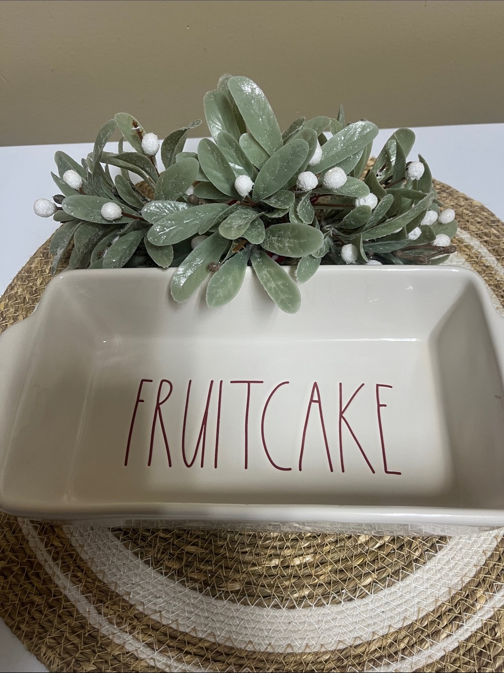 Rae Dunn “Holiday Fruitcake”Loaf Pan in good condition